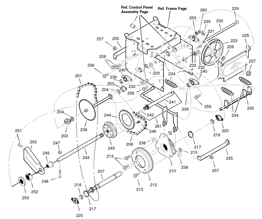 Drive Diagram and Parts List for 1695367-6291570X61 2007 Briggs and Stratton Snow Blower